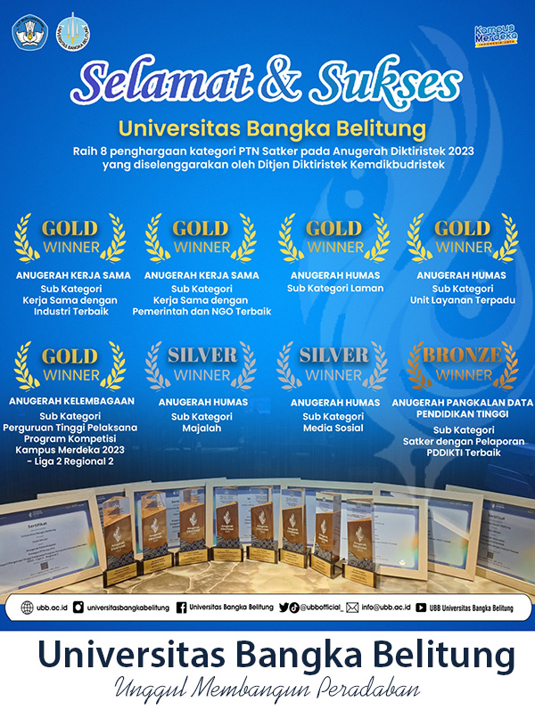 8 Penghargaan Kepada Universitas Bangka Belitung Dari Diktiristek Kemdikbudristek Tahun 2023 