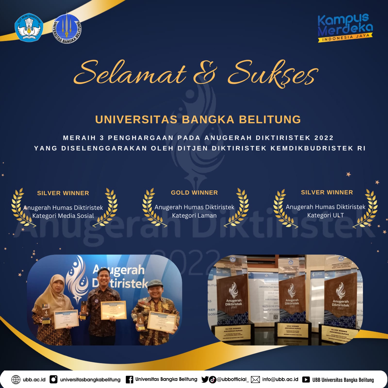 Penghargaan Humas Terbaik kepada Universitas Bangka Belitung Tahun 2022
